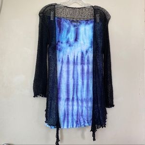 Tie Dye Purple/Blue Strapless Dress Cover Up Combo